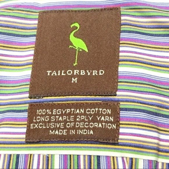 Tailorbyrd Button Down Men's Striped Shirt * Med * Egyptian Cotton * EUC - Picture 4 of 8